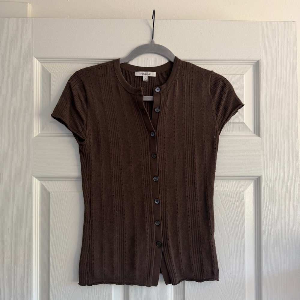 Madewell Ribbed Button-Up Knit Top